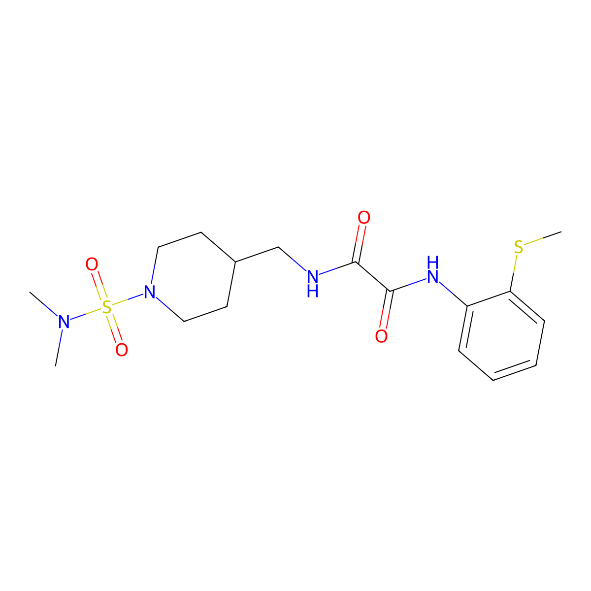 N1-((1-(N,N-dimethylsulfamoyl)piperidin-4-yl)methyl)-N2-(2-(methylthio)phenyl)oxalamide molecular structure, CAS 2034282-64-7