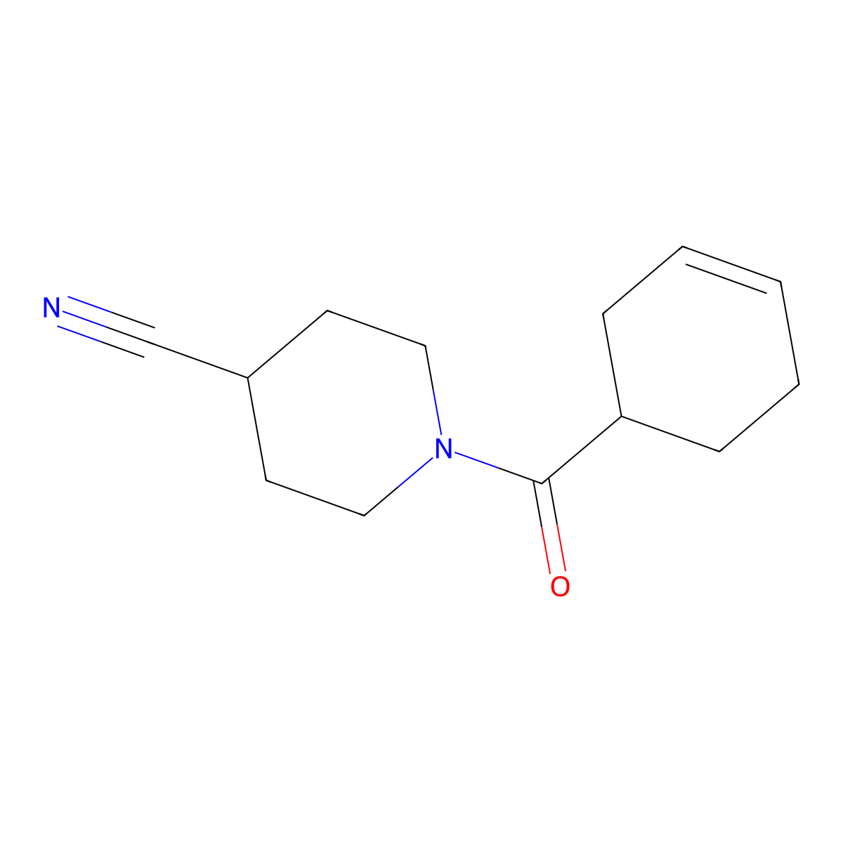 1-(Cyclohex-3-ene-1-carbonyl)piperidine-4-carbonitrile molecular structure, CAS 2034282-81-8