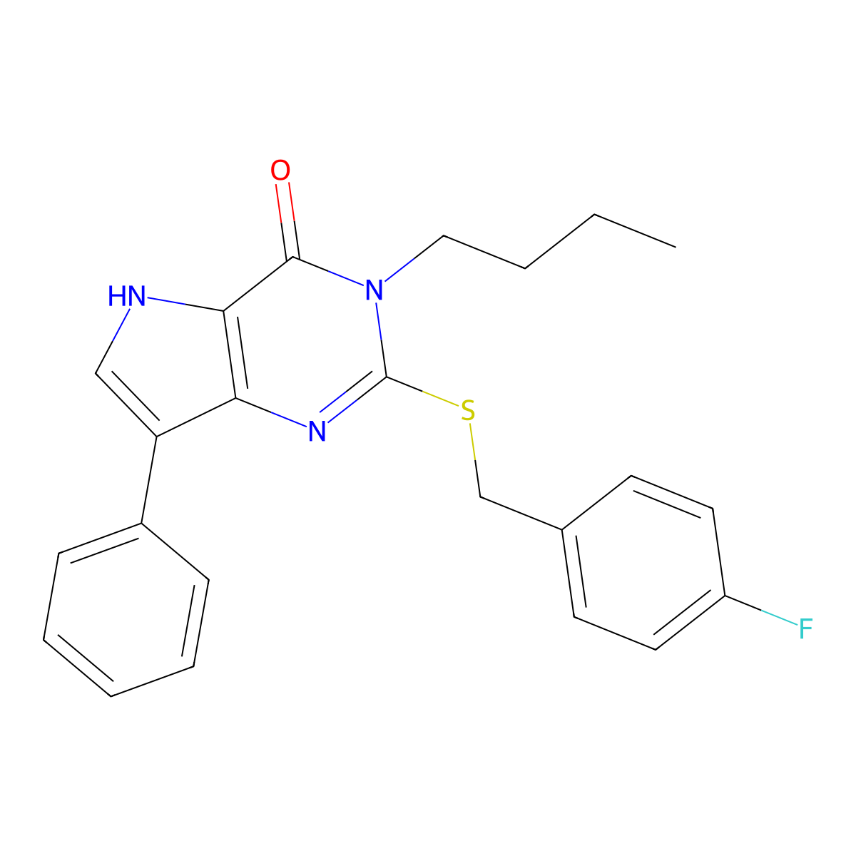 3-butyl-2-((4-fluorobenzyl)thio)-7-phenyl-3H-pyrrolo[3,2-d]pyrimidin-4(5H)-one molecular structure, CAS 2034282-85-2