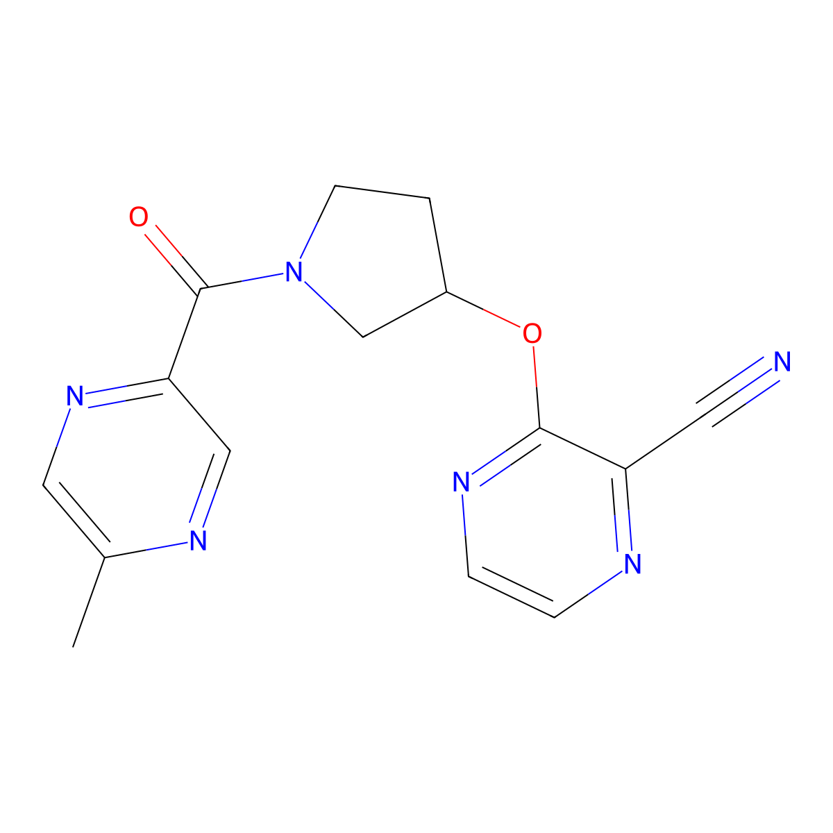3-{[1-(5-Methylpyrazine-2-carbonyl)pyrrolidin-3-yl]oxy}pyrazine-2-carbonitrile molecular structure, CAS 2034282-90-9