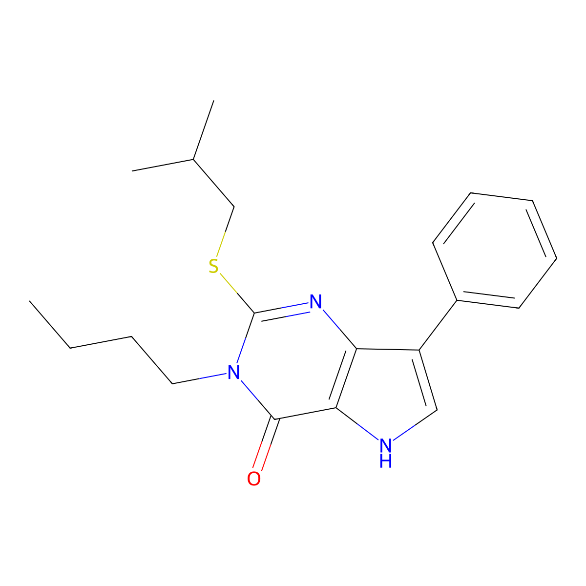 3-butyl-2-(isobutylthio)-7-phenyl-3H-pyrrolo[3,2-d]pyrimidin-4(5H)-one molecular structure, CAS 2034282-91-0