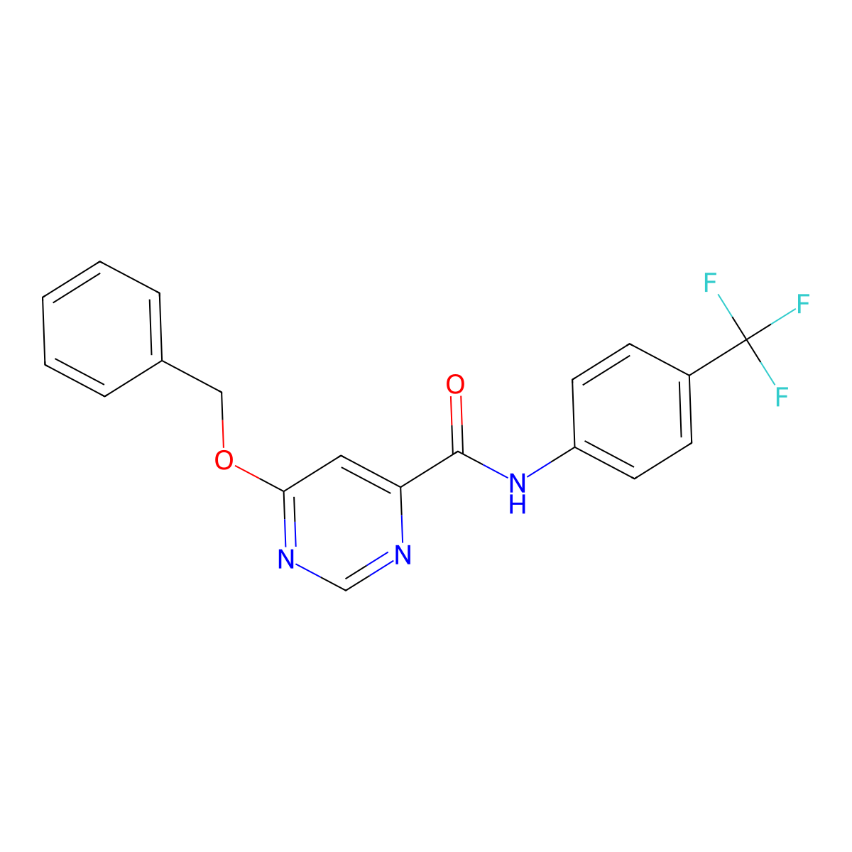 6-(benzyloxy)-N-(4-(trifluoromethyl)phenyl)pyrimidine-4-carboxamide molecular structure, CAS 2034282-96-5