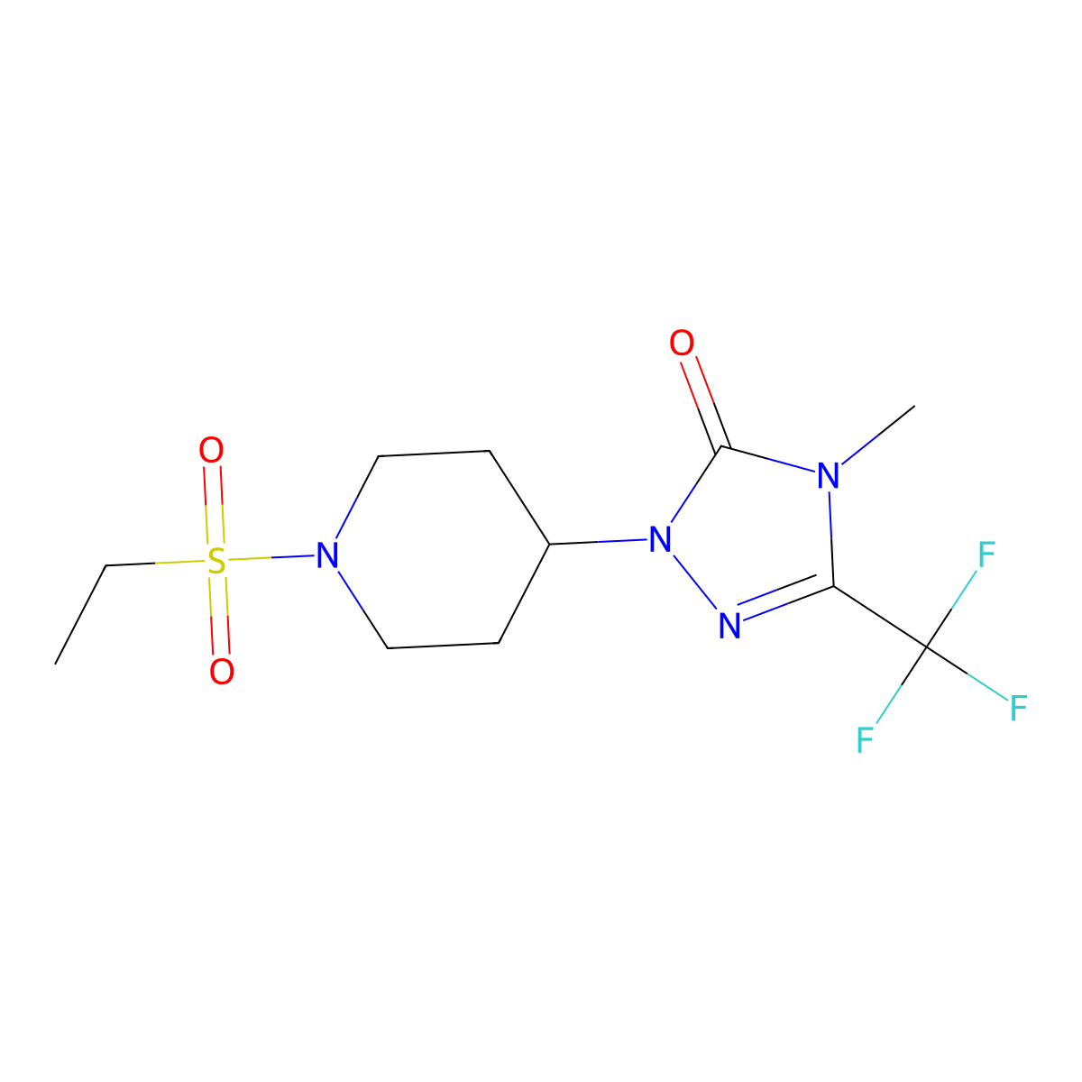 1-(1-(ethylsulfonyl)piperidin-4-yl)-4-methyl-3-(trifluoromethyl)-1H-1,2,4-triazol-5(4H)-one molecular structure, CAS 2034283-06-0