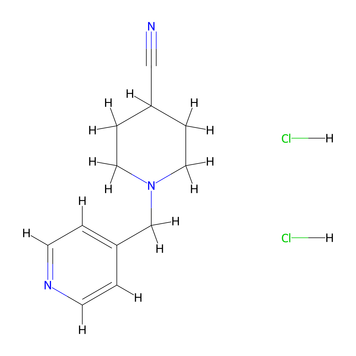1-(Pyridin-4-ylmethyl)piperidine-4-carbonitrile dihydrochloride molecular structure, CAS 2034283-09-3