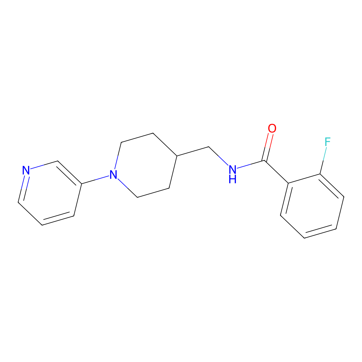 2-fluoro-N-{[1-(pyridin-3-yl)piperidin-4-yl]methyl}benzamide molecular structure, CAS 2034283-10-6