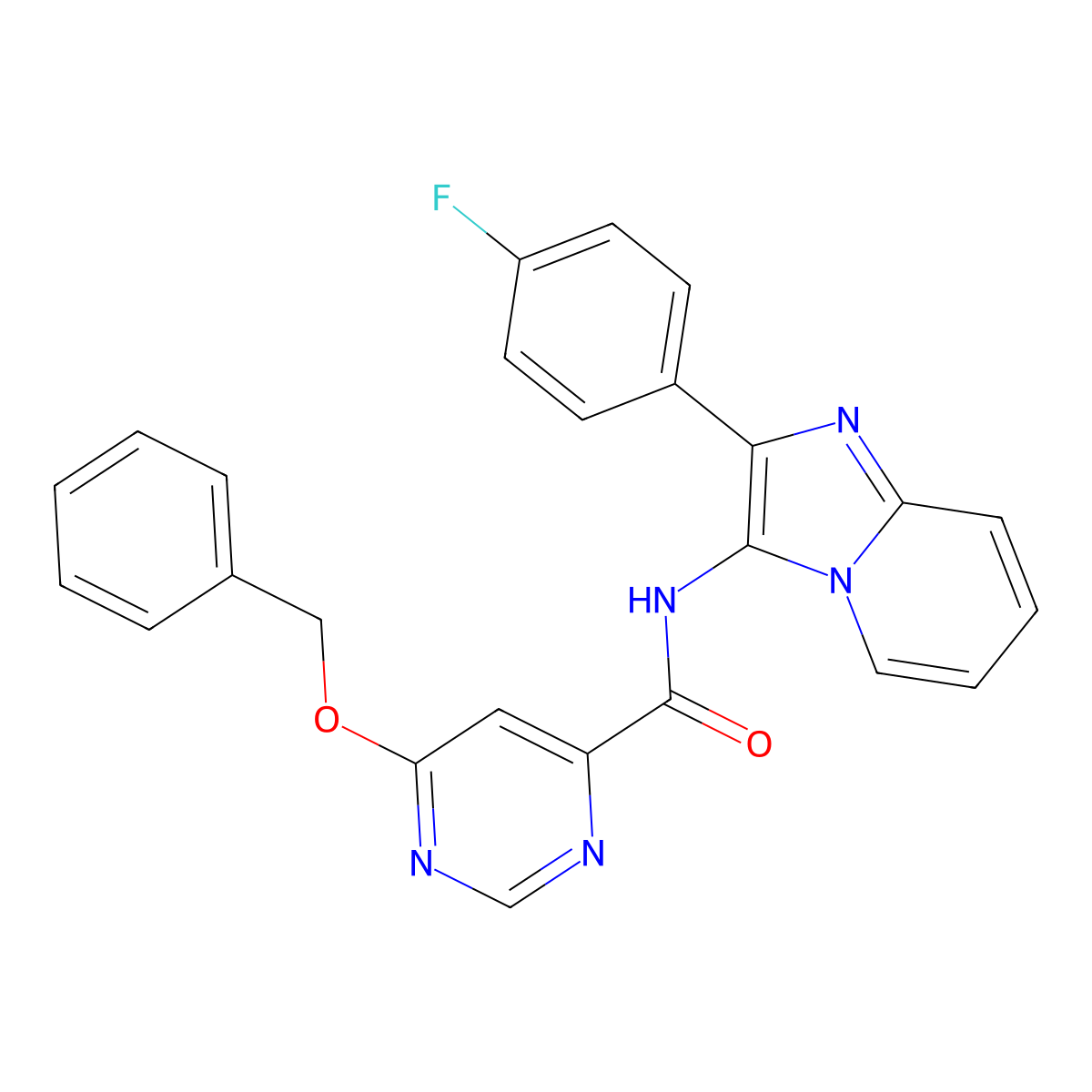 6-(benzyloxy)-N-[2-(4-fluorophenyl)imidazo[1,2-a]pyridin-3-yl]pyrimidine-4-carboxamide molecular structure, CAS 2034283-11-7