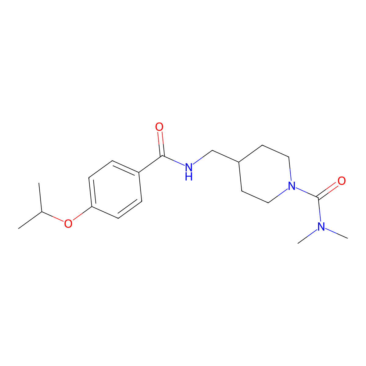 4-((4-isopropoxybenzamido)methyl)-N,N-dimethylpiperidine-1-carboxamide molecular structure, CAS 2034283-13-9