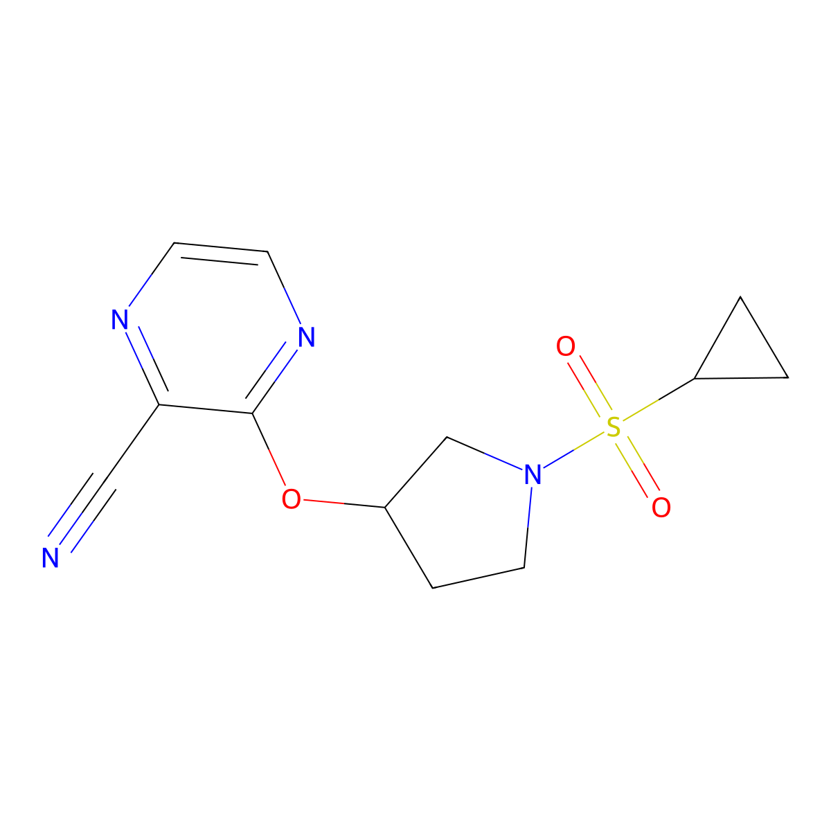 3-((1-(Cyclopropylsulfonyl)pyrrolidin-3-yl)oxy)pyrazine-2-carbonitrile molecular structure, CAS 2034283-17-3
