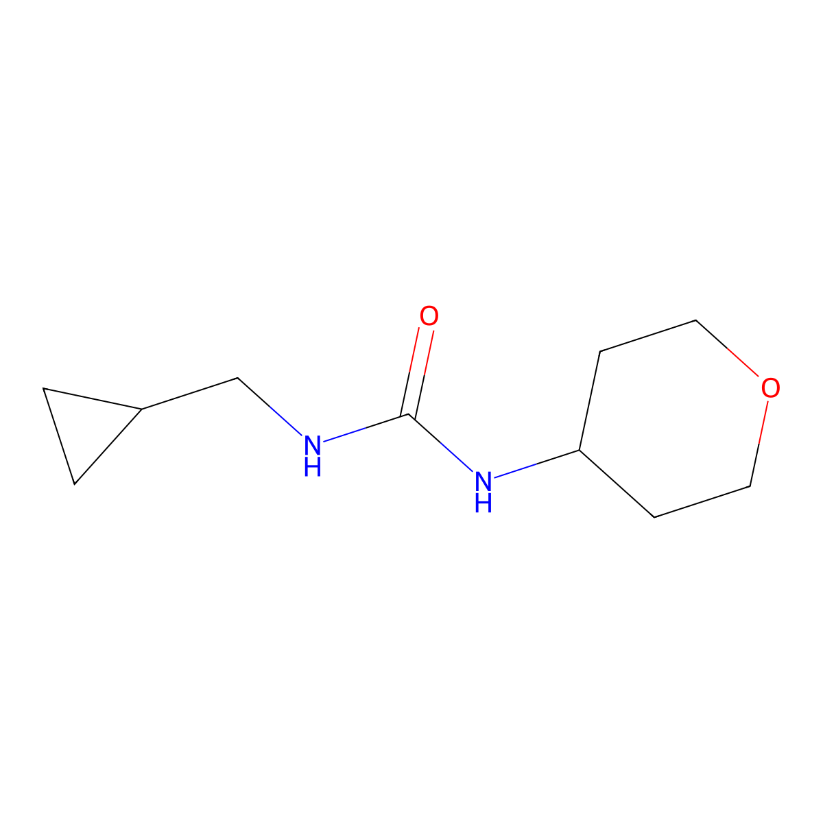 1-(cyclopropylmethyl)-3-(tetrahydro-2H-pyran-4-yl)urea molecular structure, CAS 2034283-31-1