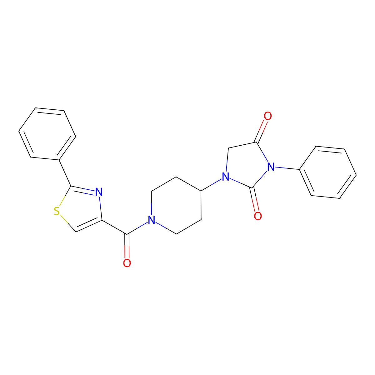 3-Phenyl-1-(1-(2-phenylthiazole-4-carbonyl)piperidin-4-yl)imidazolidine-2,4-dione molecular structure, CAS 2034283-35-5