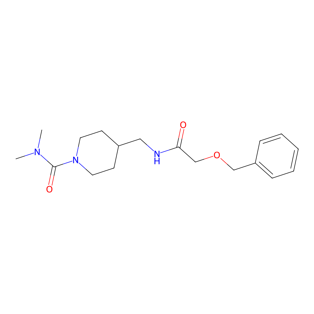 4-{[2-(benzyloxy)acetamido]methyl}-N,N-dimethylpiperidine-1-carboxamide molecular structure, CAS 2034283-36-6