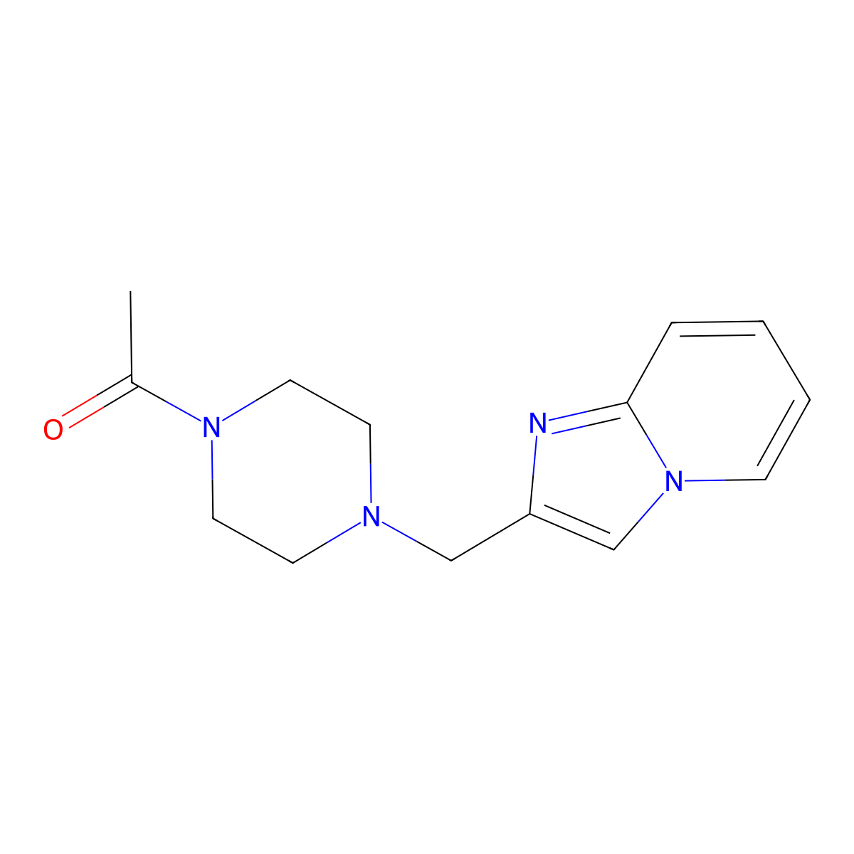 1-[4-({Imidazo[1,2-a]pyridin-2-yl}methyl)piperazin-1-yl]ethan-1-one molecular structure, CAS 2034283-38-8