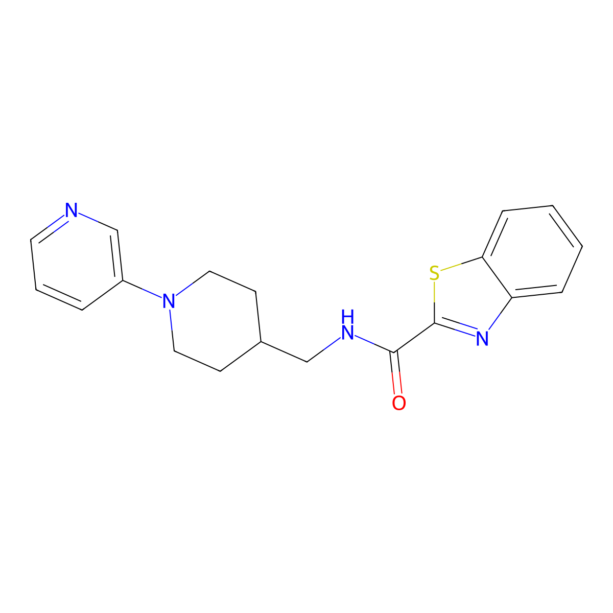 N-((1-(pyridin-3-yl)piperidin-4-yl)methyl)benzo[d]thiazole-2-carboxamide molecular structure, CAS 2034283-41-3