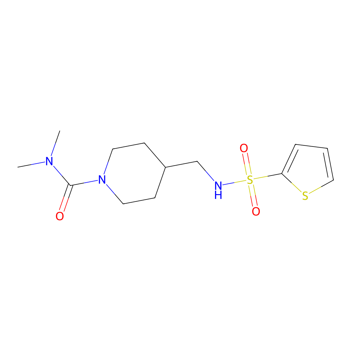 N,N-dimethyl-4-[(thiophene-2-sulfonamido)methyl]piperidine-1-carboxamide molecular structure, CAS 2034283-47-9