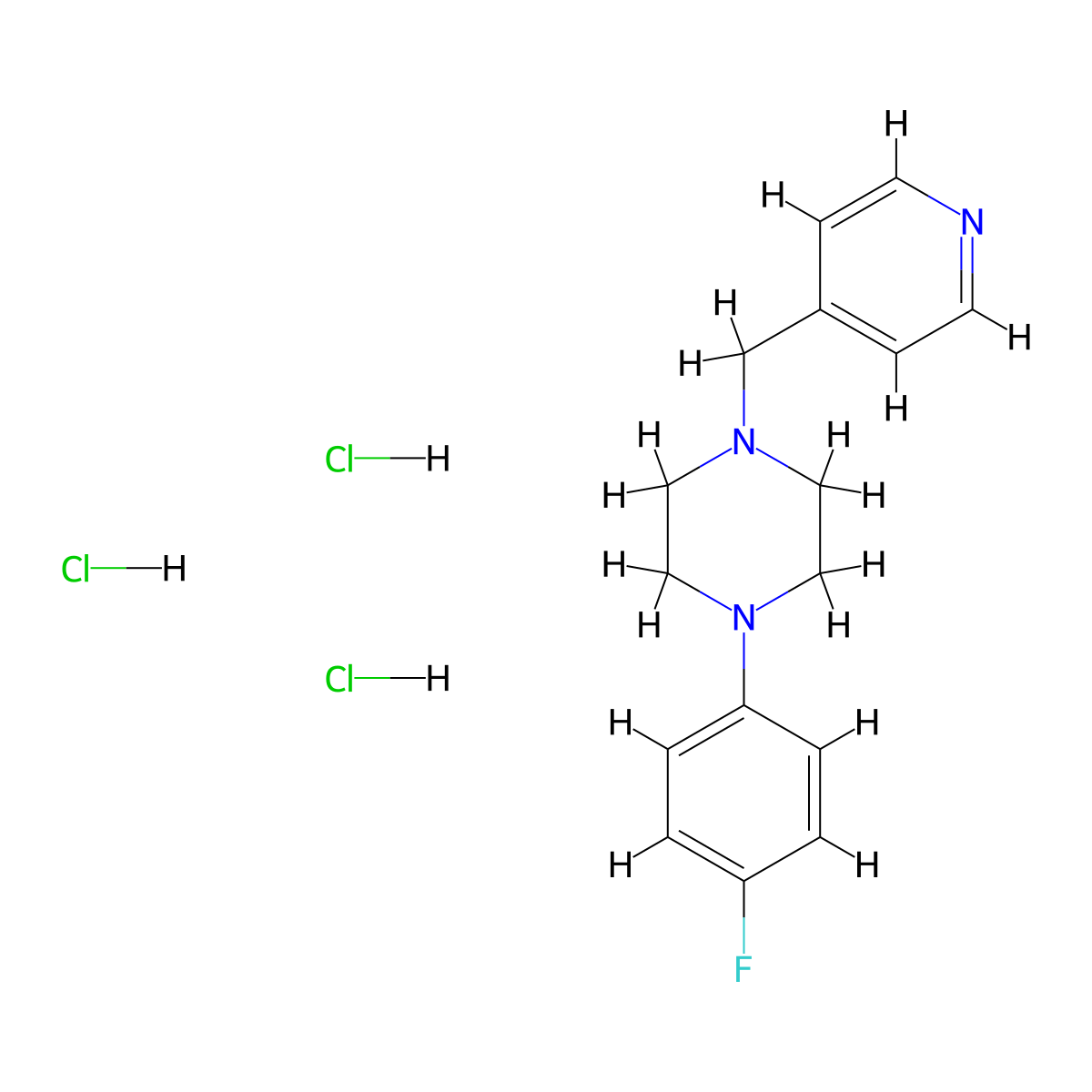 1-(4-Fluorophenyl)-4-(pyridin-4-ylmethyl)piperazine trihydrochloride molecular structure, CAS 2034283-54-8
