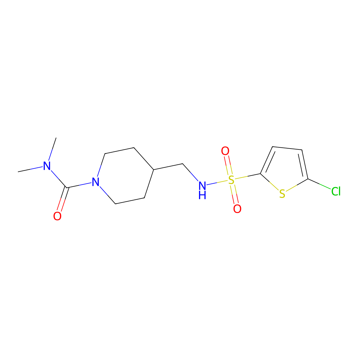 4-[(5-chlorothiophene-2-sulfonamido)methyl]-N,N-dimethylpiperidine-1-carboxamide molecular structure, CAS 2034283-57-1