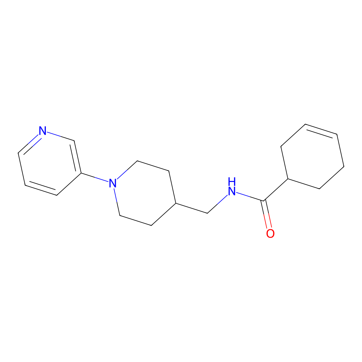 N-((1-(pyridin-3-yl)piperidin-4-yl)methyl)cyclohex-3-enecarboxamide molecular structure, CAS 2034283-58-2