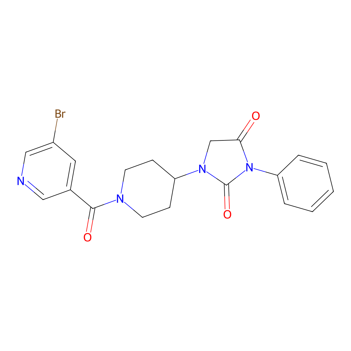 1-(1-(5-Bromonicotinoyl)piperidin-4-yl)-3-phenylimidazolidine-2,4-dione molecular structure, CAS 2034283-63-9