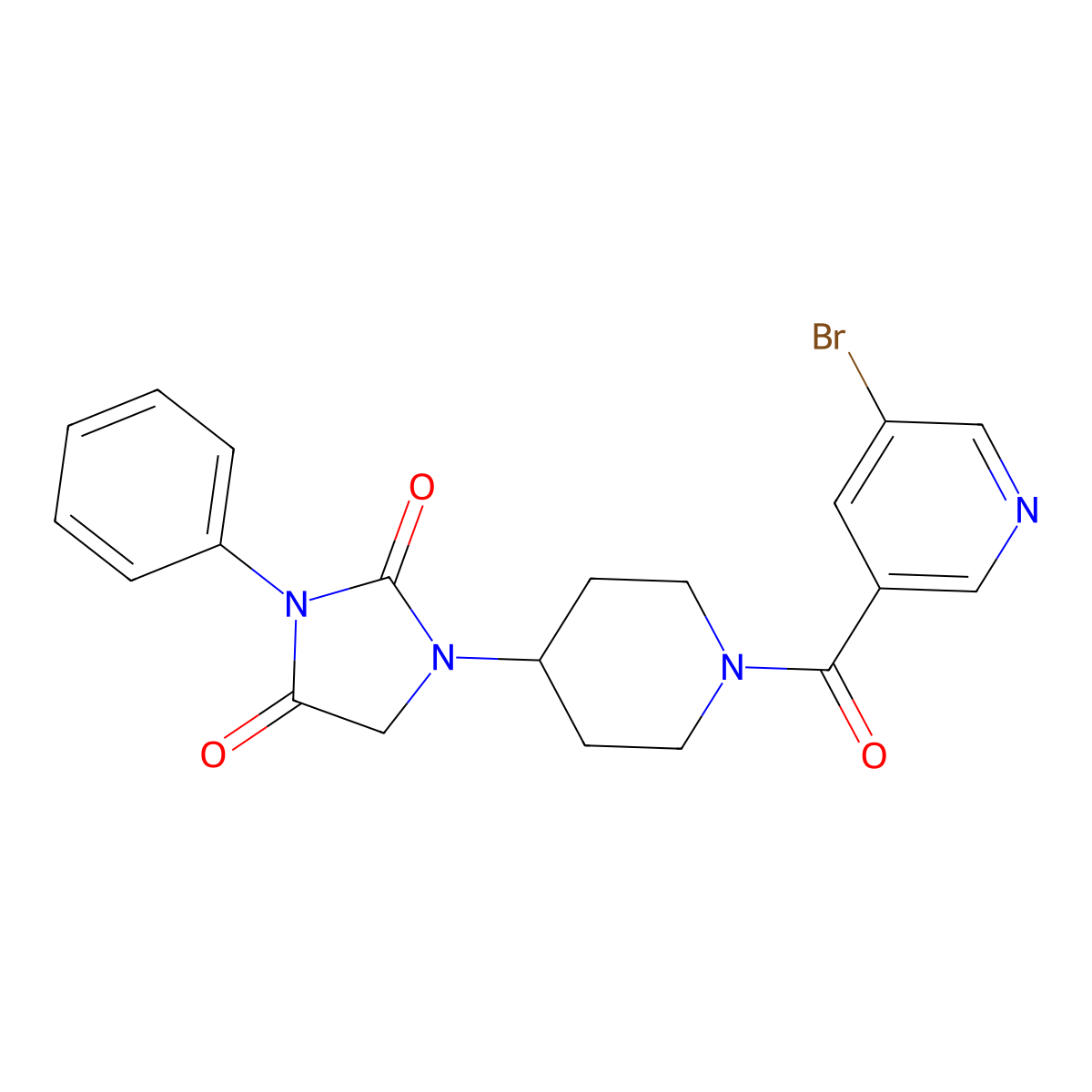 1-(1-(5-Bromonicotinoyl)piperidin-4-yl)-3-phenylimidazolidine-2,4-dione molecular structure, CAS 2034283-63-9