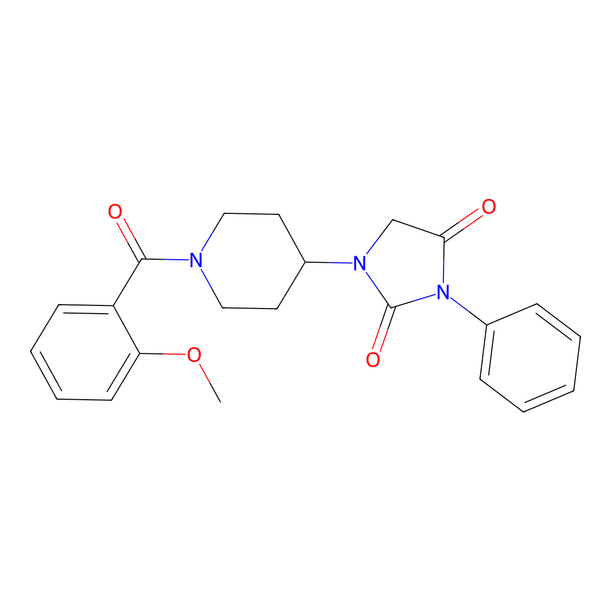 1-[1-(2-Methoxybenzoyl)piperidin-4-yl]-3-phenylimidazolidine-2,4-dione molecular structure, CAS 2034283-67-3