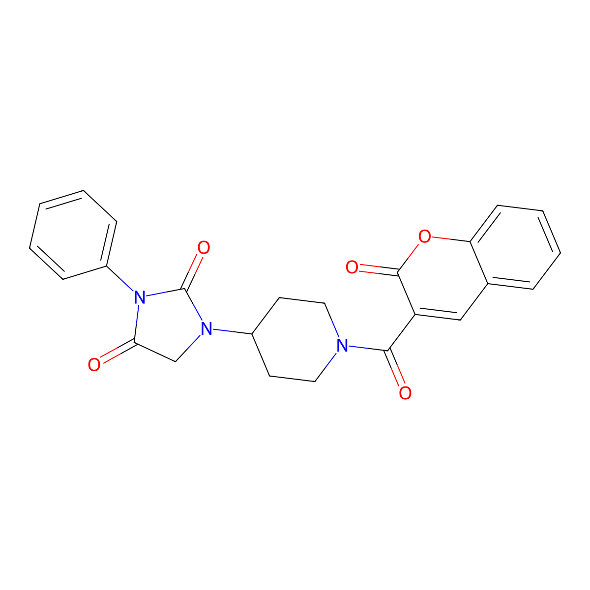 1-(1-(2-oxo-2H-chromene-3-carbonyl)piperidin-4-yl)-3-phenylimidazolidine-2,4-dione molecular structure, CAS 2034283-72-0