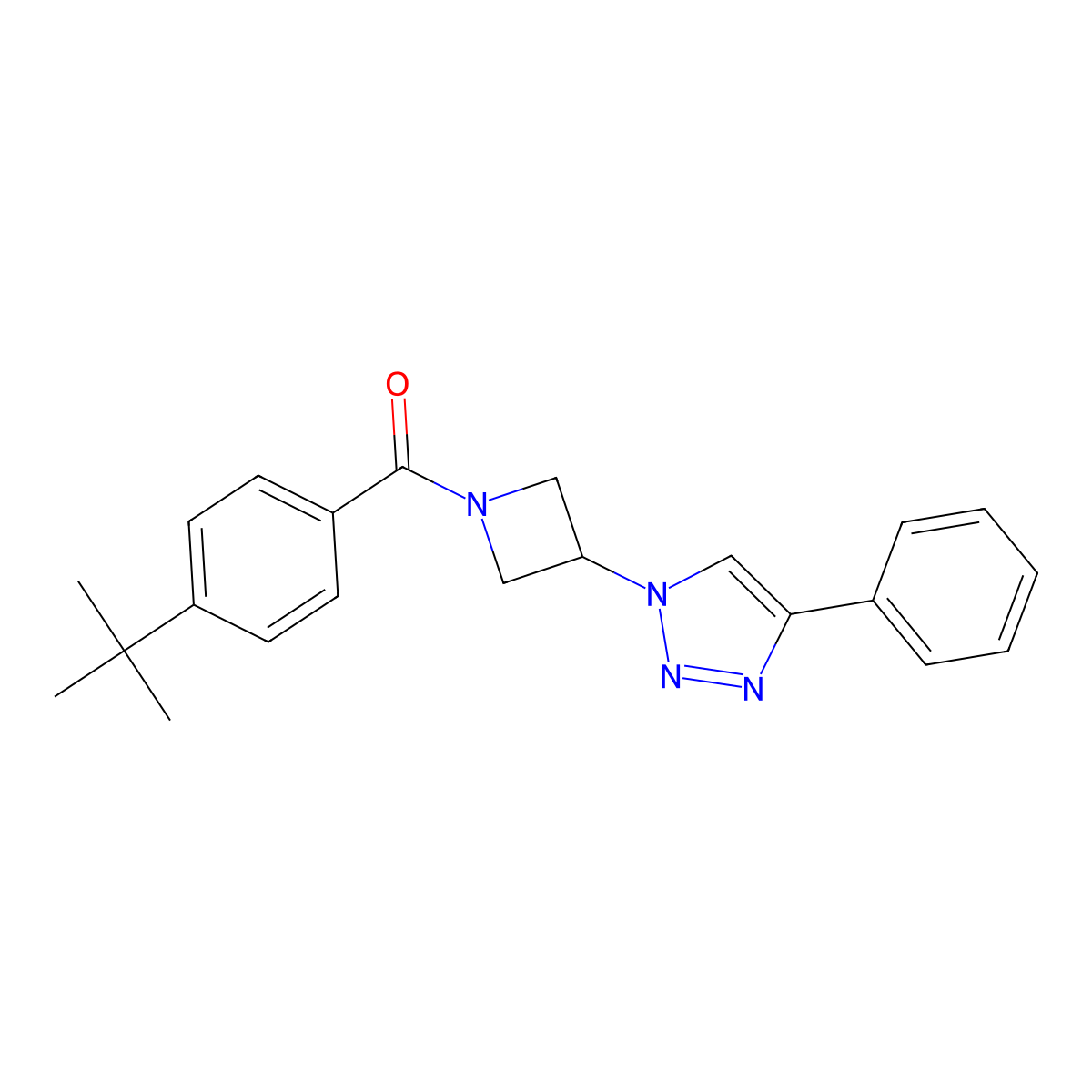 (4-(tert-butyl)phenyl)(3-(4-phenyl-1H-1,2,3-triazol-1-yl)azetidin-1-yl)methanone molecular structure, CAS 2034283-80-0
