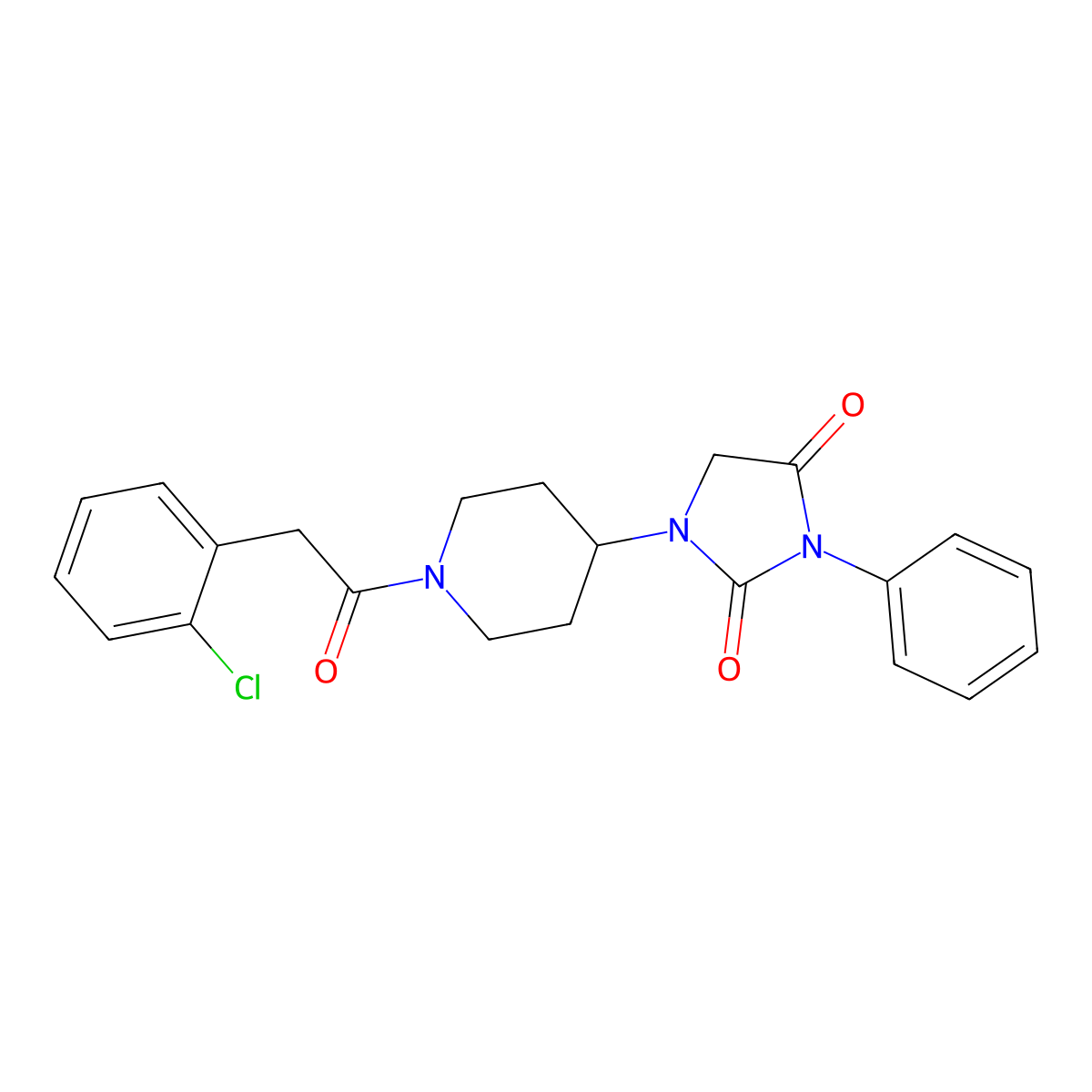 1-(1-(2-(2-Chlorophenyl)acetyl)piperidin-4-yl)-3-phenylimidazolidine-2,4-dione molecular structure, CAS 2034283-86-6