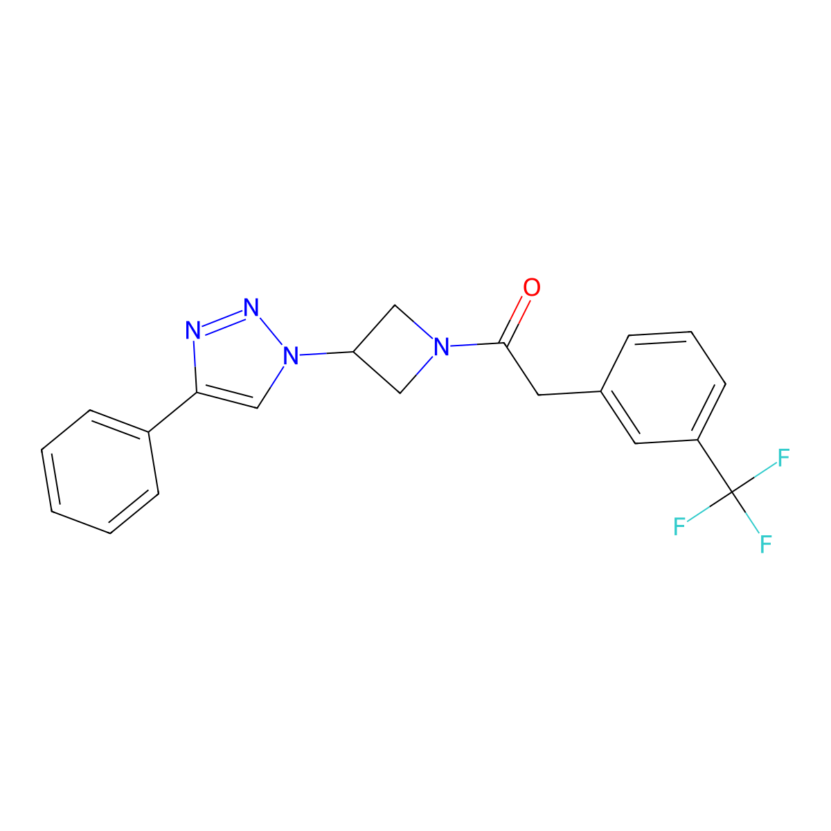1-(3-(4-phenyl-1H-1,2,3-triazol-1-yl)azetidin-1-yl)-2-(3-(trifluoromethyl)phenyl)ethanone molecular structure, CAS 2034283-87-7