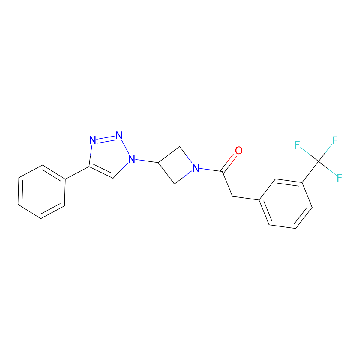 1-(3-(4-phenyl-1H-1,2,3-triazol-1-yl)azetidin-1-yl)-2-(3-(trifluoromethyl)phenyl)ethanone molecular structure, CAS 2034283-87-7