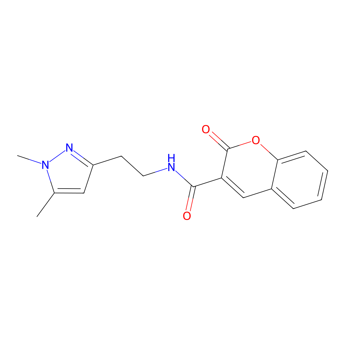 N-(2-(1,5-dimethyl-1H-pyrazol-3-yl)ethyl)-2-oxo-2H-chromene-3-carboxamide molecular structure, CAS 2034283-96-8