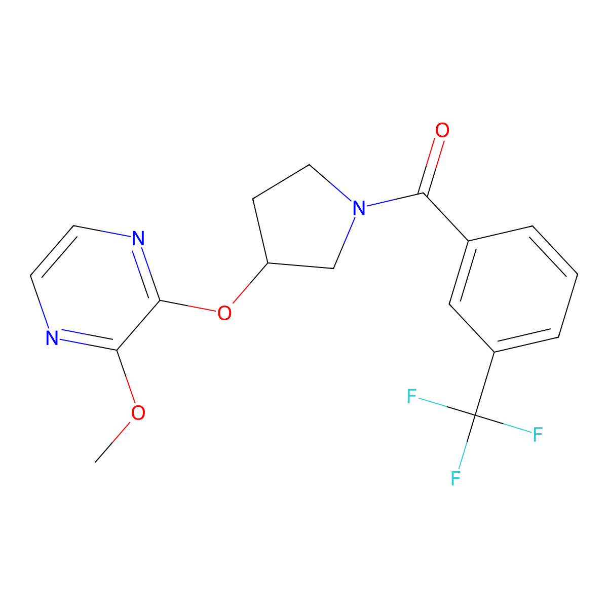(3-((3-Methoxypyrazin-2-yl)oxy)pyrrolidin-1-yl)(3-(trifluoromethyl)phenyl)methanone molecular structure, CAS 2034283-97-9
