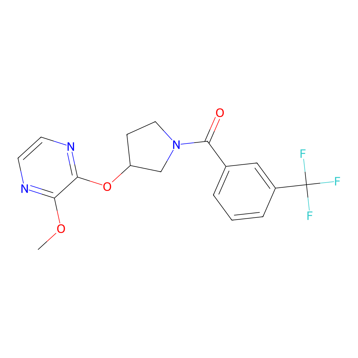 (3-((3-Methoxypyrazin-2-yl)oxy)pyrrolidin-1-yl)(3-(trifluoromethyl)phenyl)methanone molecular structure, CAS 2034283-97-9