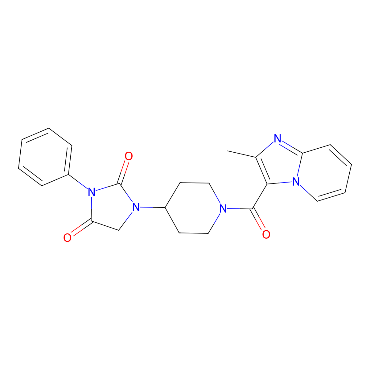 1-(1-(2-Methylimidazo[1,2-a]pyridine-3-carbonyl)piperidin-4-yl)-3-phenylimidazolidine-2,4-dione molecular structure, CAS 2034283-98-0