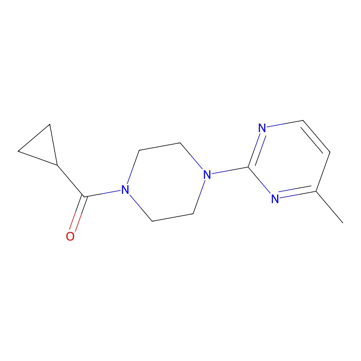 2-(4-Cyclopropanecarbonylpiperazin-1-yl)-4-methylpyrimidine molecular structure, CAS 2034283-99-1