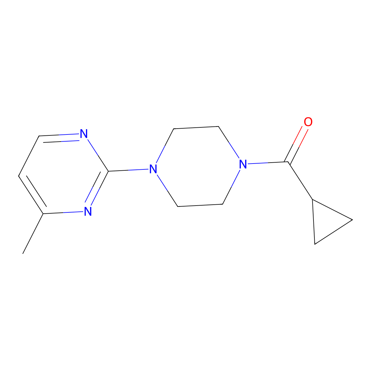 2-(4-Cyclopropanecarbonylpiperazin-1-yl)-4-methylpyrimidine molecular structure, CAS 2034283-99-1