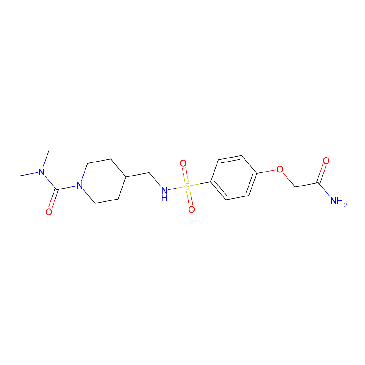 4-{[4-(carbamoylmethoxy)benzenesulfonamido]methyl}-N,N-dimethylpiperidine-1-carboxamide molecular structure, CAS 2034284-03-0