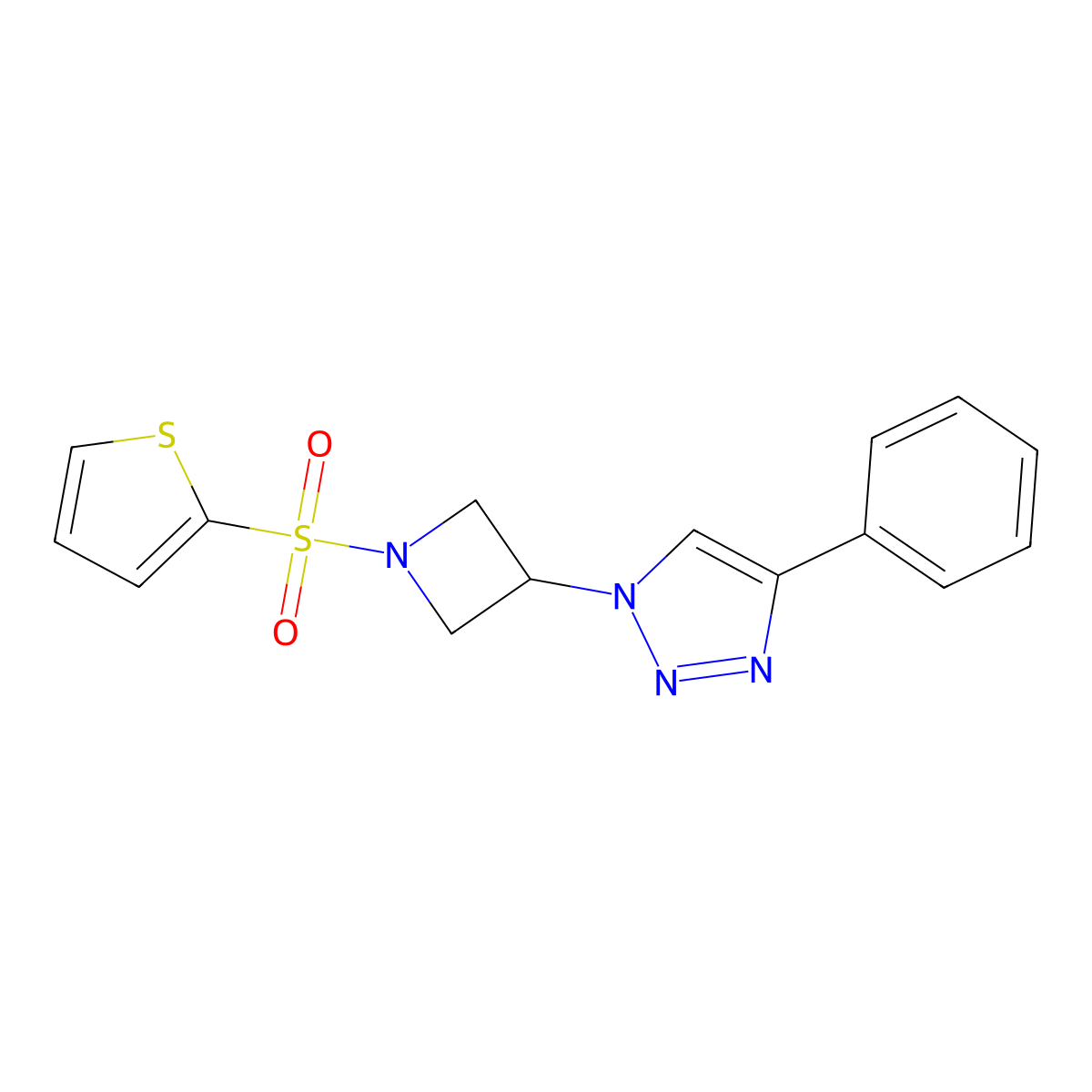 4-phenyl-1-(1-(thiophen-2-ylsulfonyl)azetidin-3-yl)-1H-1,2,3-triazole molecular structure, CAS 2034284-04-1
