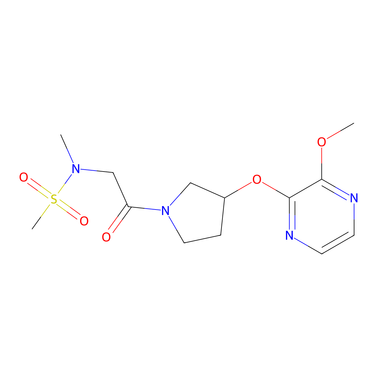 N-(2-(3-((3-methoxypyrazin-2-yl)oxy)pyrrolidin-1-yl)-2-oxoethyl)-N-methylmethanesulfonamide molecular structure, CAS 2034284-10-9