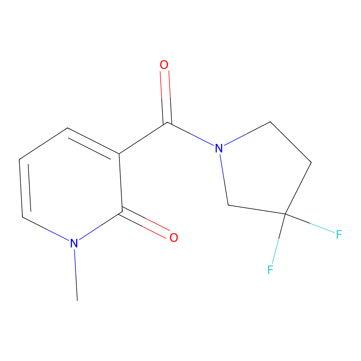 3-(3,3-difluoropyrrolidine-1-carbonyl)-1-methylpyridin-2(1H)-one molecular structure, CAS 2034284-14-3