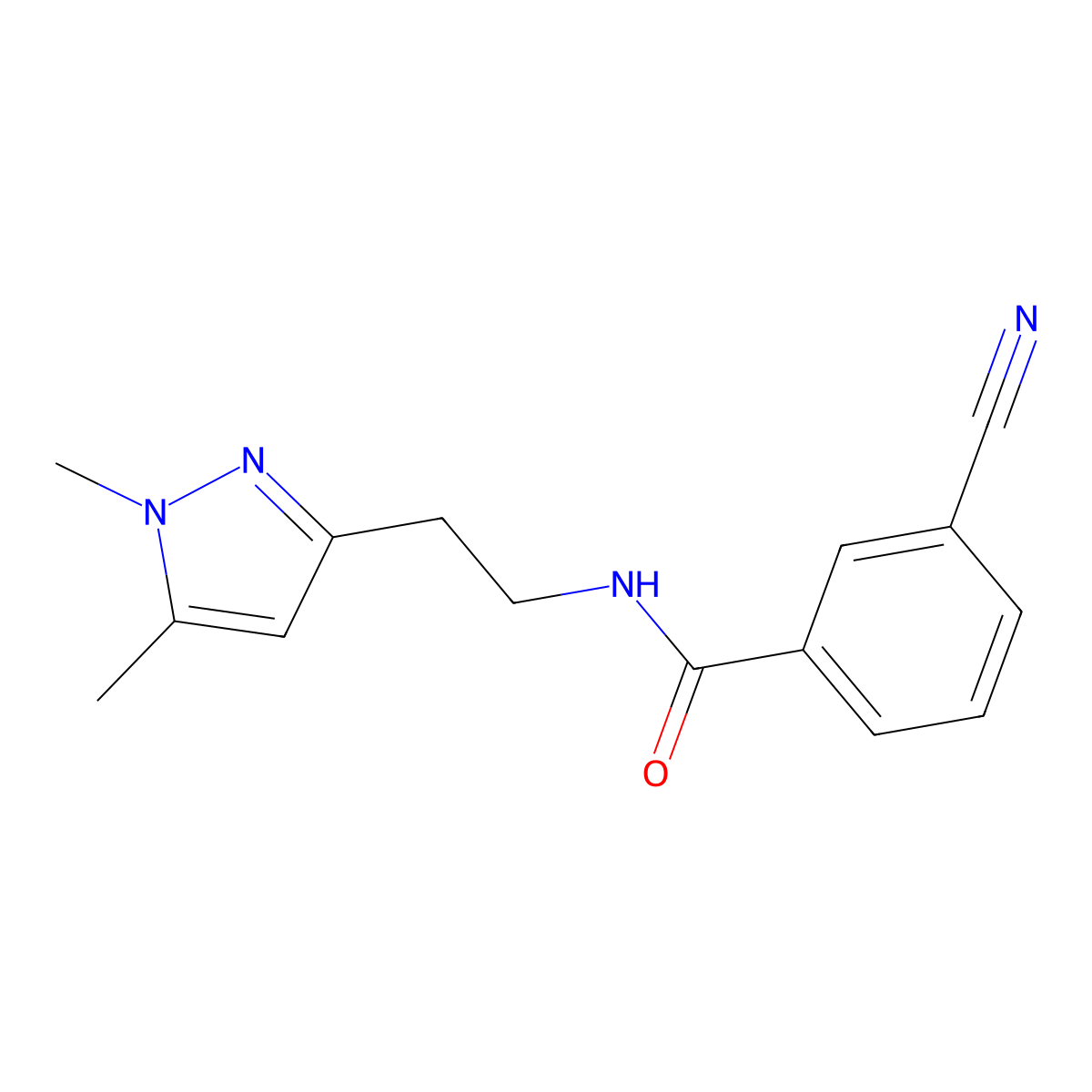 3-cyano-N-(2-(1,5-dimethyl-1H-pyrazol-3-yl)ethyl)benzamide molecular structure, CAS 2034284-17-6