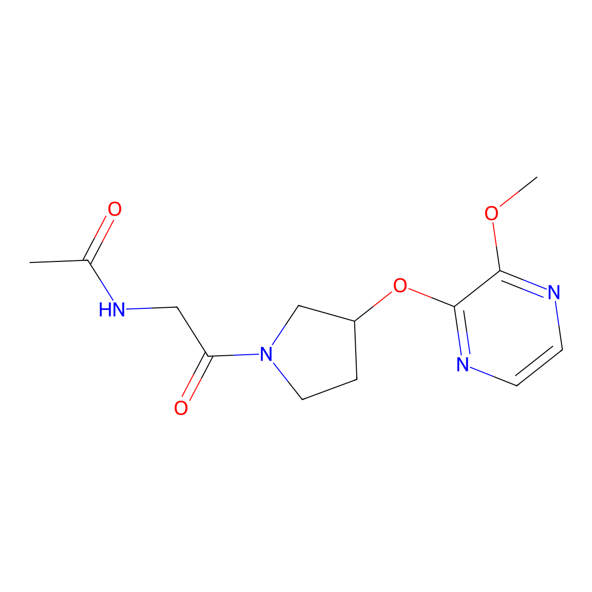 N-(2-(3-((3-methoxypyrazin-2-yl)oxy)pyrrolidin-1-yl)-2-oxoethyl)acetamide molecular structure, CAS 2034284-22-3