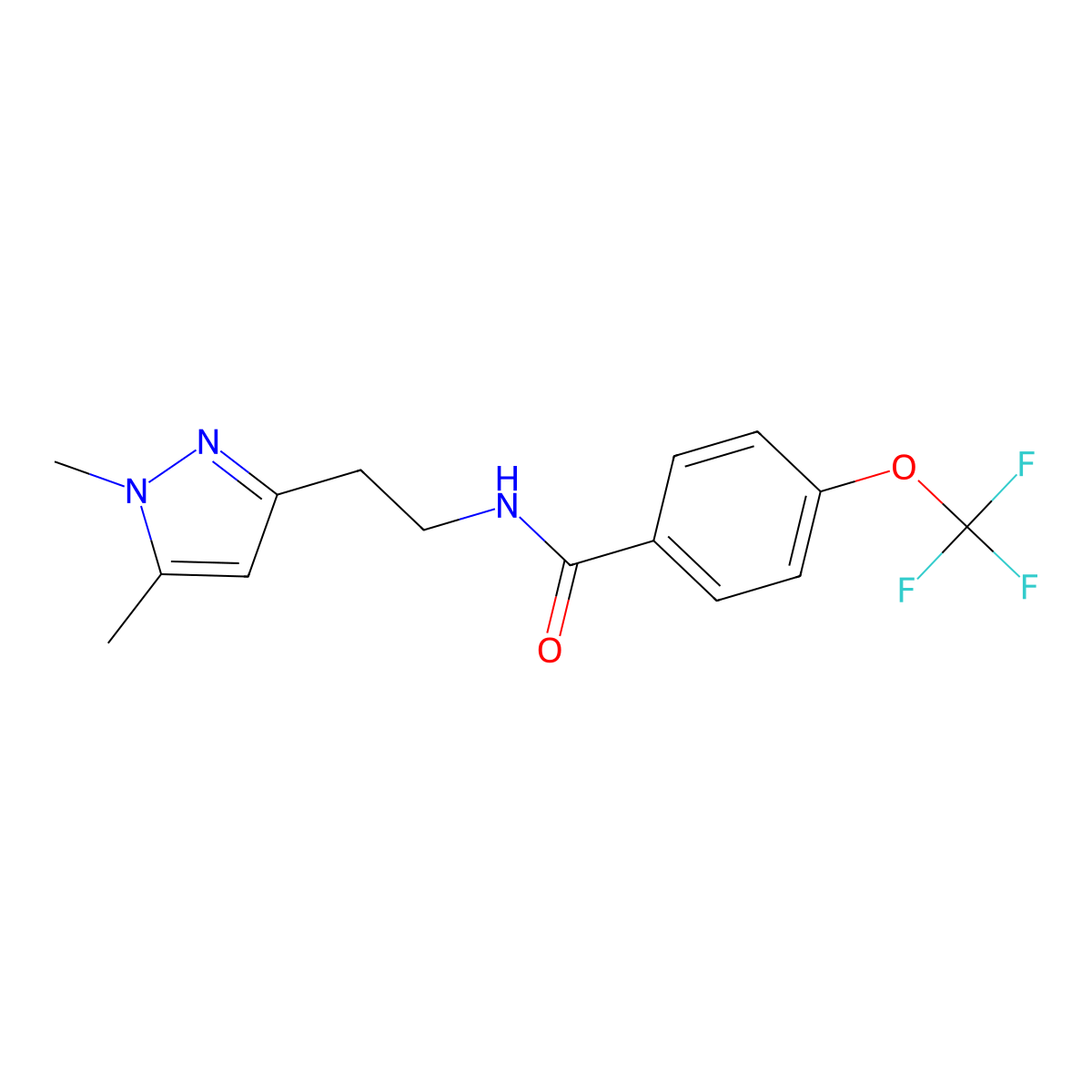 N-[2-(1,5-dimethyl-1H-pyrazol-3-yl)ethyl]-4-(trifluoromethoxy)benzamide molecular structure, CAS 2034284-23-4