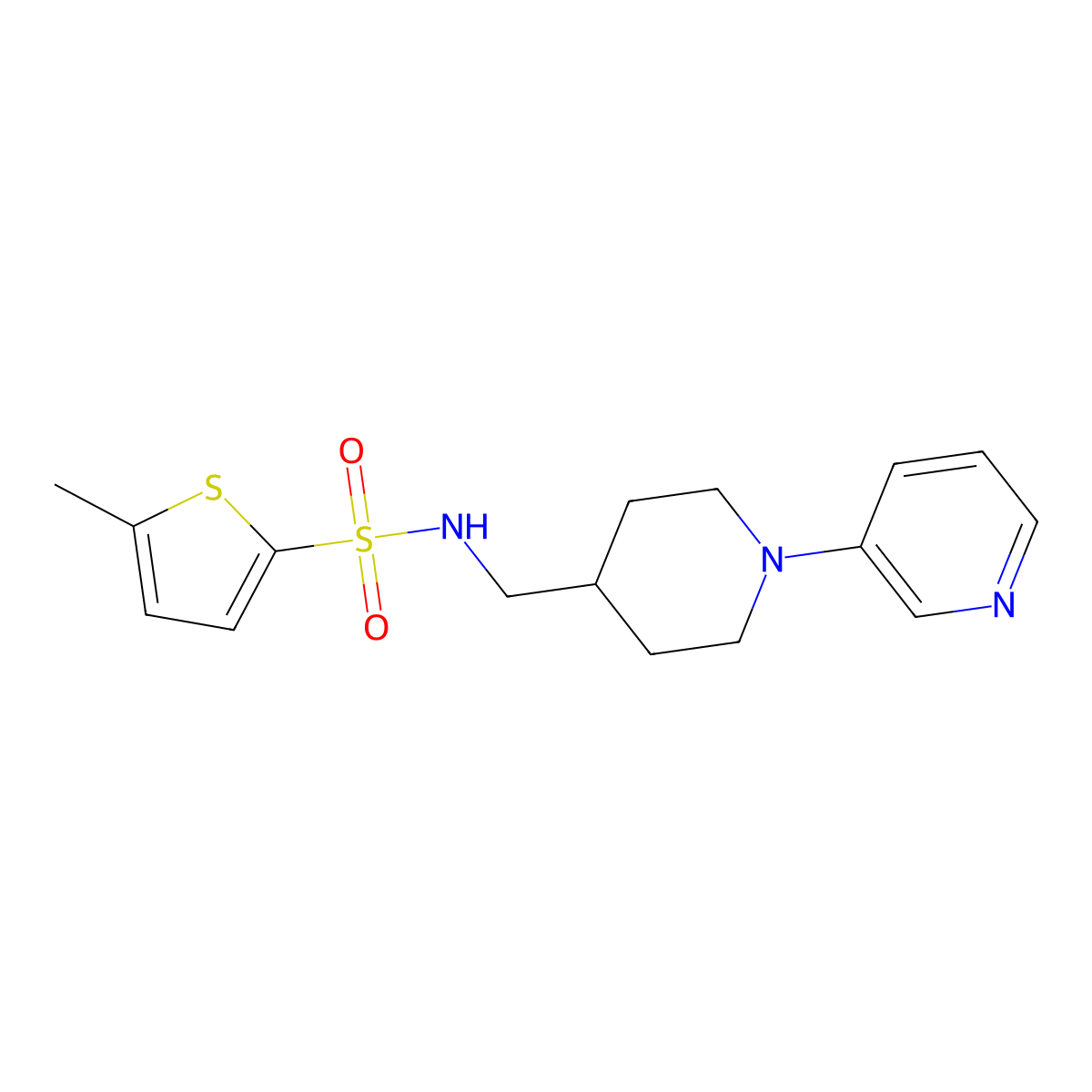 5-methyl-N-{[1-(pyridin-3-yl)piperidin-4-yl]methyl}thiophene-2-sulfonamide molecular structure, CAS 2034284-25-6