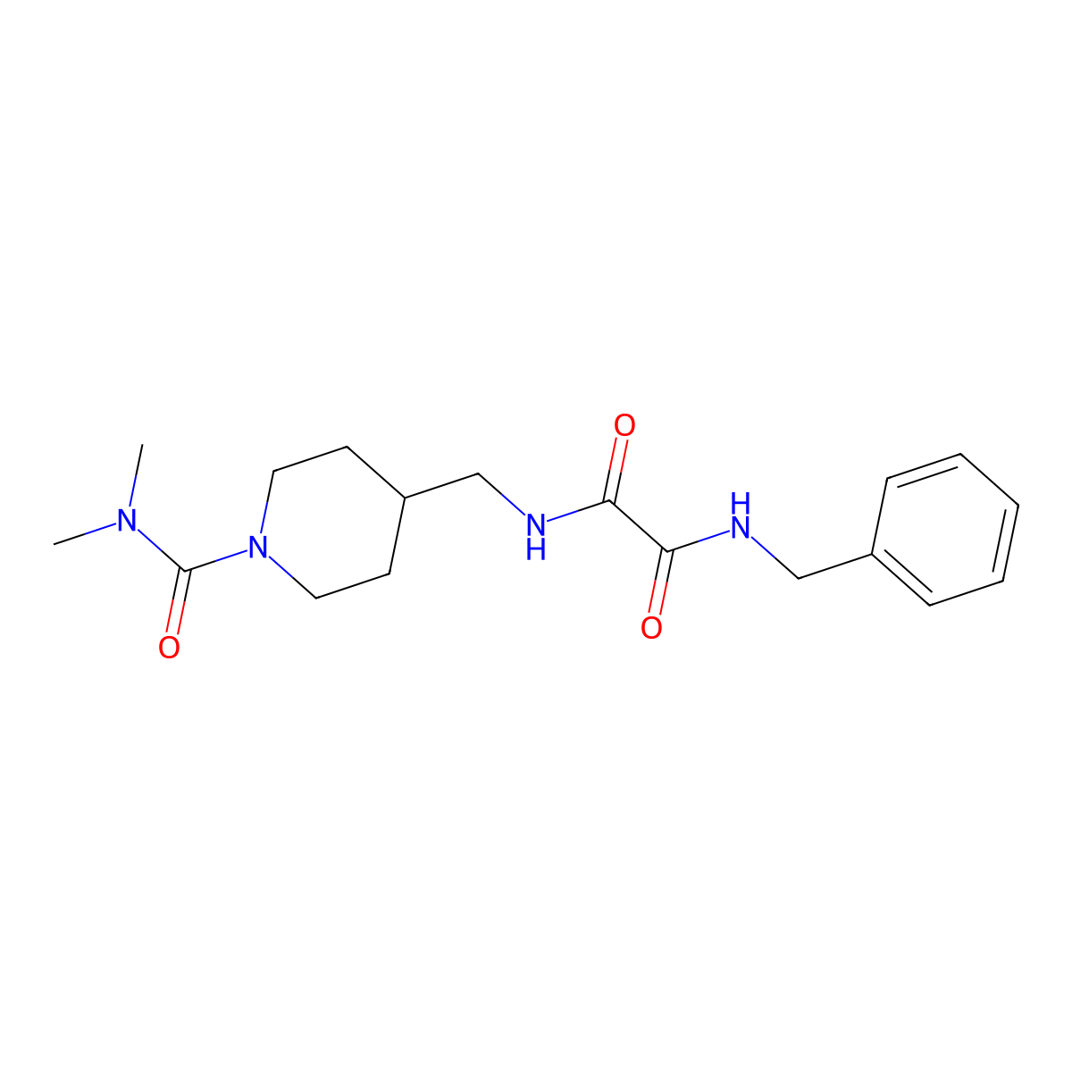 N1-benzyl-N2-((1-(dimethylcarbamoyl)piperidin-4-yl)methyl)oxalamide molecular structure, CAS 2034284-27-8