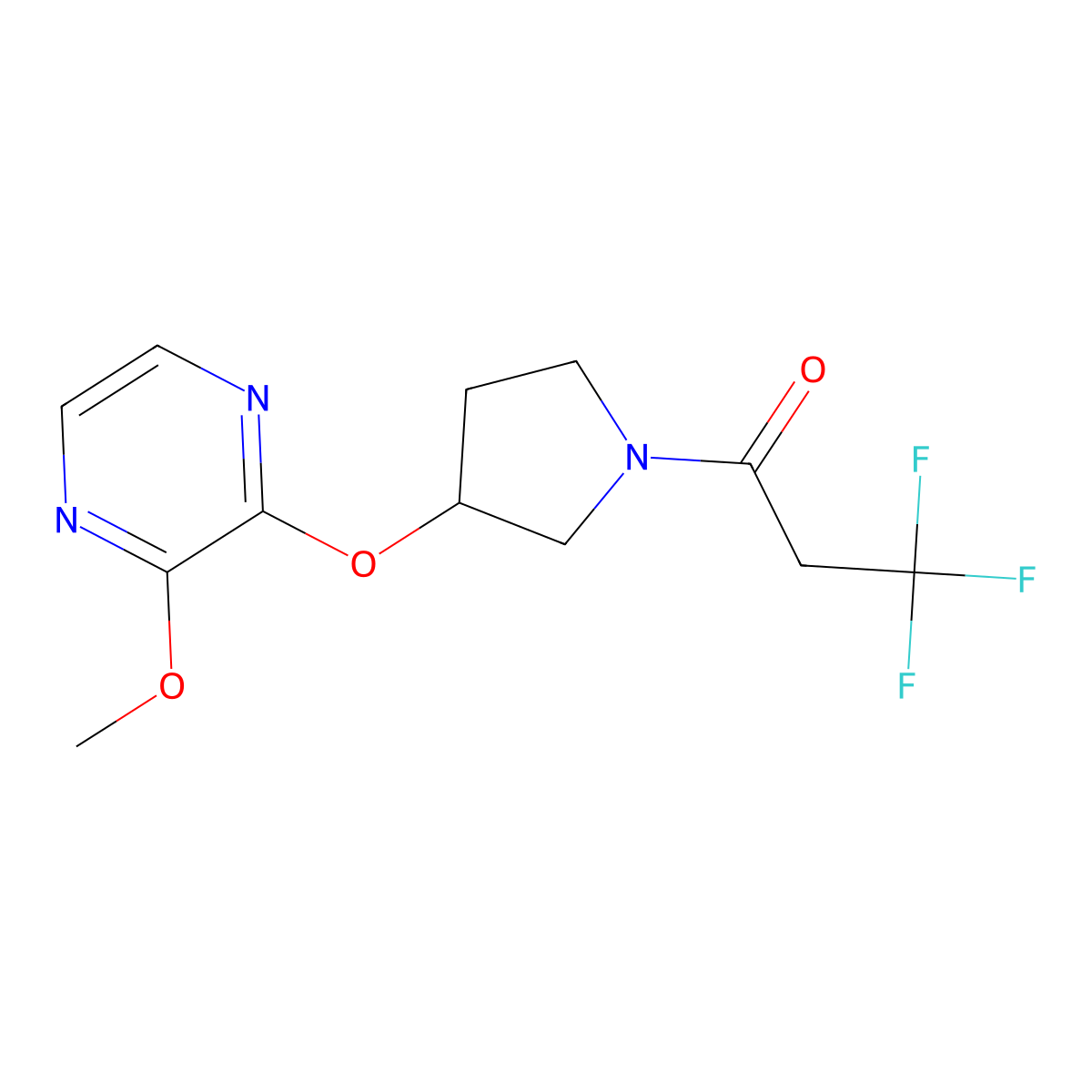 3,3,3-Trifluoro-1-(3-((3-methoxypyrazin-2-yl)oxy)pyrrolidin-1-yl)propan-1-one molecular structure, CAS 2034284-28-9