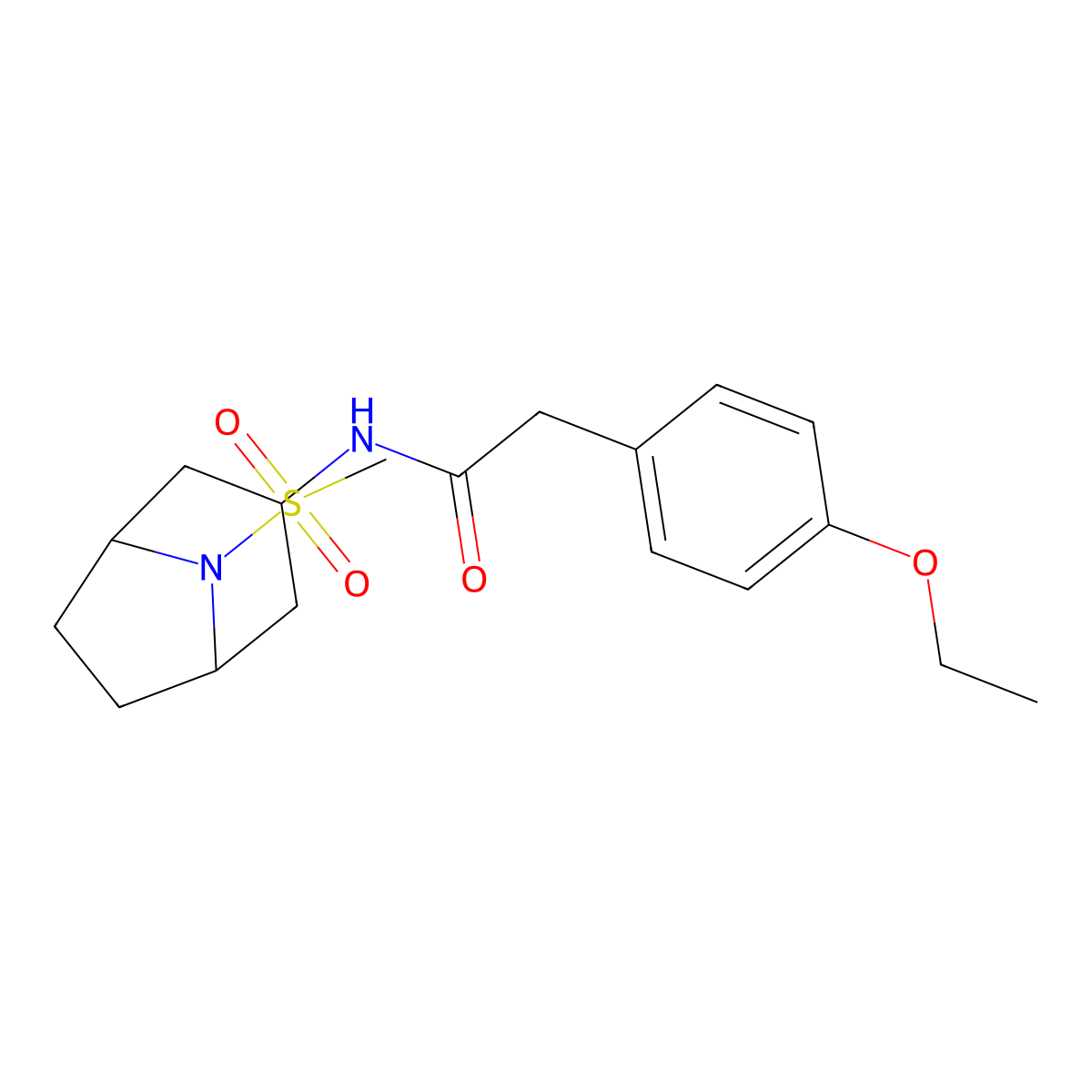 2-(4-ethoxyphenyl)-N-(8-(methylsulfonyl)-8-azabicyclo[3.2.1]octan-3-yl)acetamide molecular structure, CAS 2034284-30-3