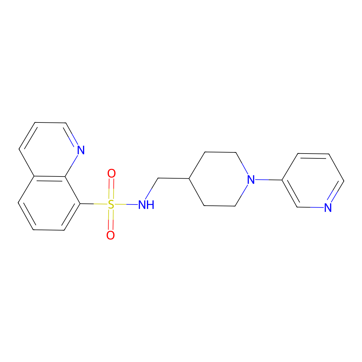N-{[1-(pyridin-3-yl)piperidin-4-yl]methyl}quinoline-8-sulfonamide molecular structure, CAS 2034284-33-6