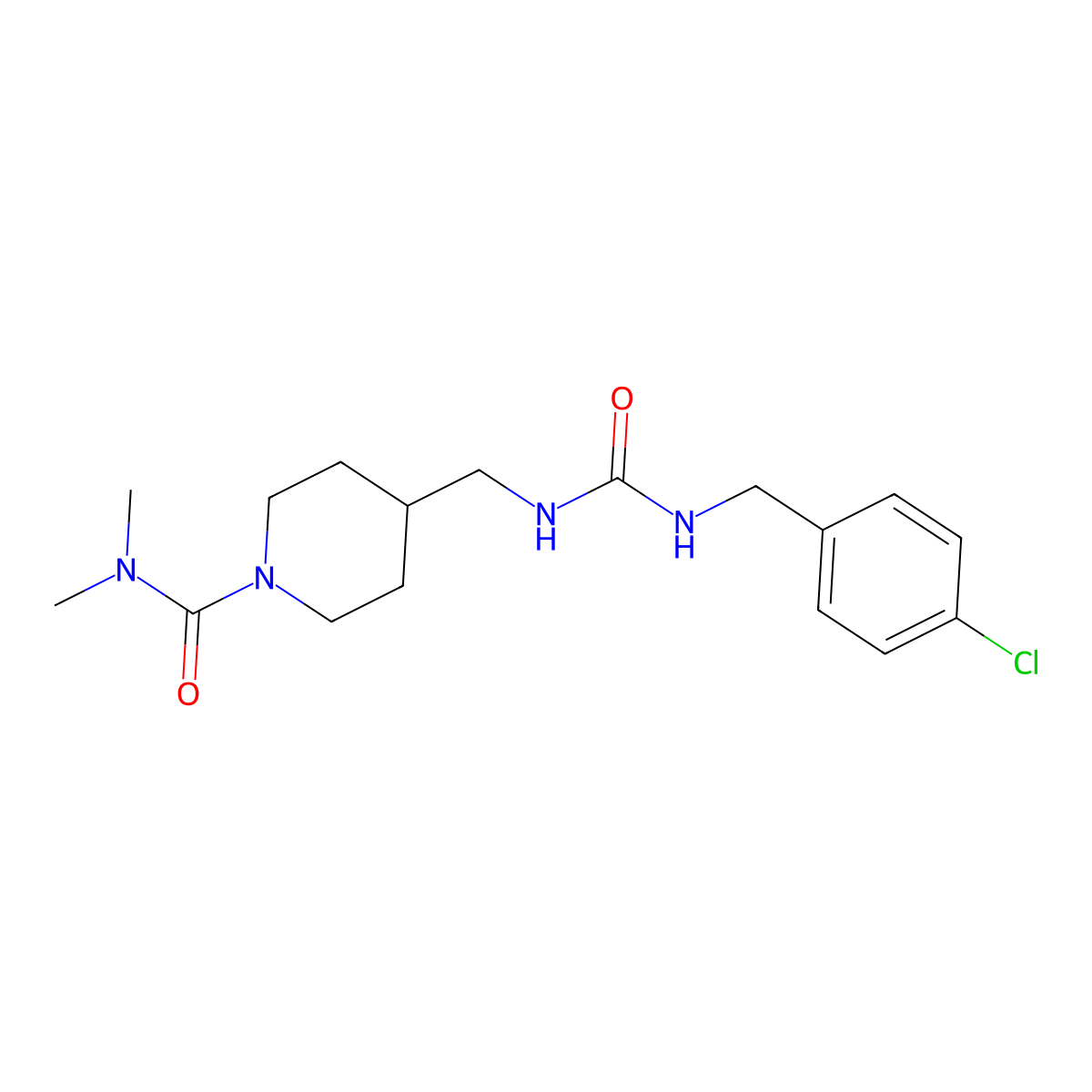 4-((3-(4-chlorobenzyl)ureido)methyl)-N,N-dimethylpiperidine-1-carboxamide molecular structure, CAS 2034284-37-0
