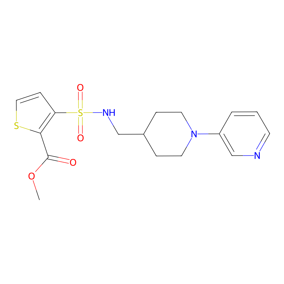 methyl 3-(N-((1-(pyridin-3-yl)piperidin-4-yl)methyl)sulfamoyl)thiophene-2-carboxylate molecular structure, CAS 2034284-40-5