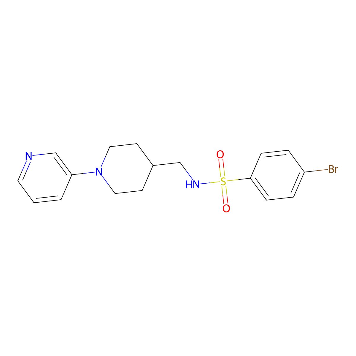 4-bromo-N-((1-(pyridin-3-yl)piperidin-4-yl)methyl)benzenesulfonamide molecular structure, CAS 2034284-49-4